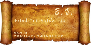 Bolvári Valéria névjegykártya